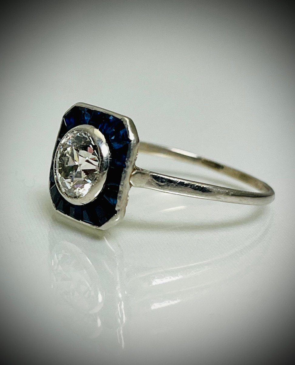 Art-deco Diamonds And Sapphires Ring.-photo-3