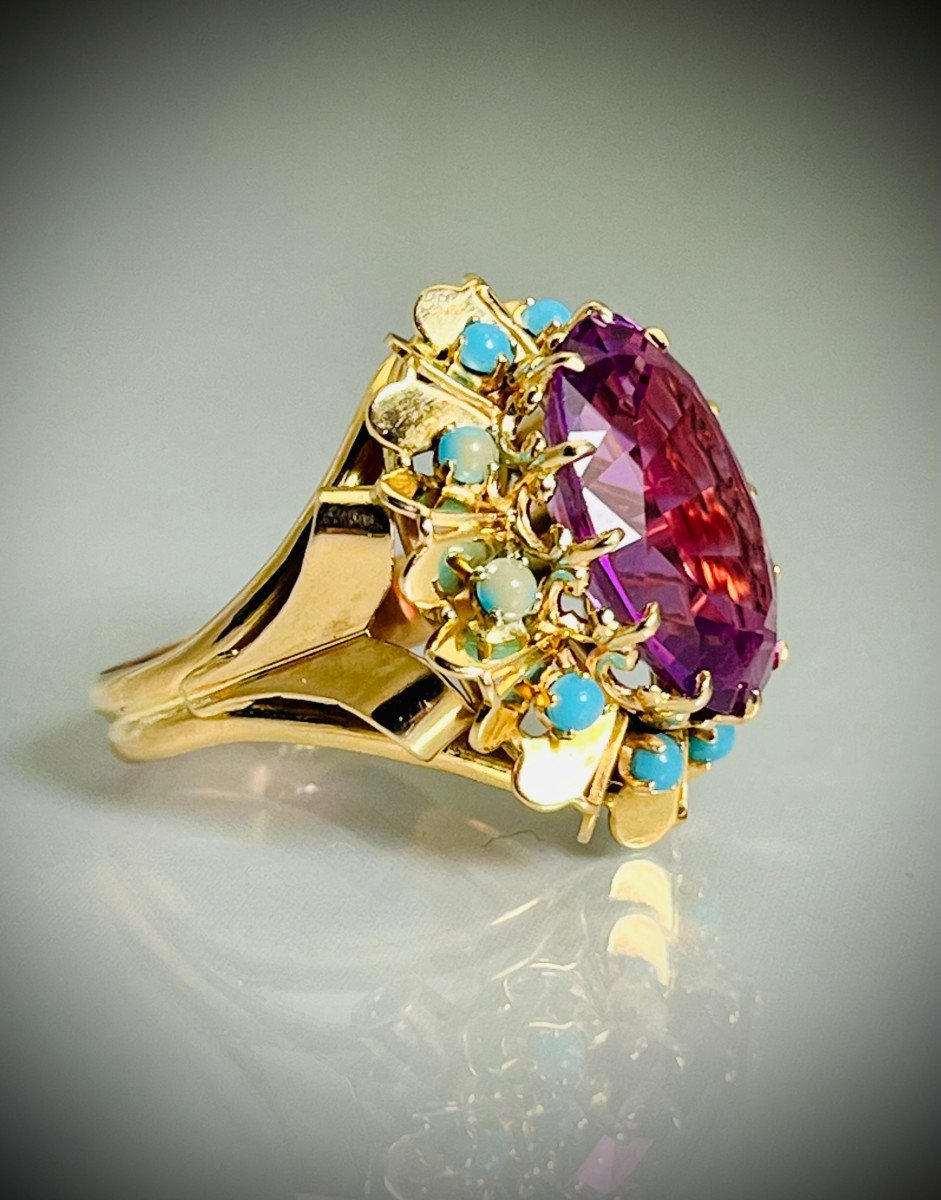 Amethyst And Turquoise Ring 1960-photo-2