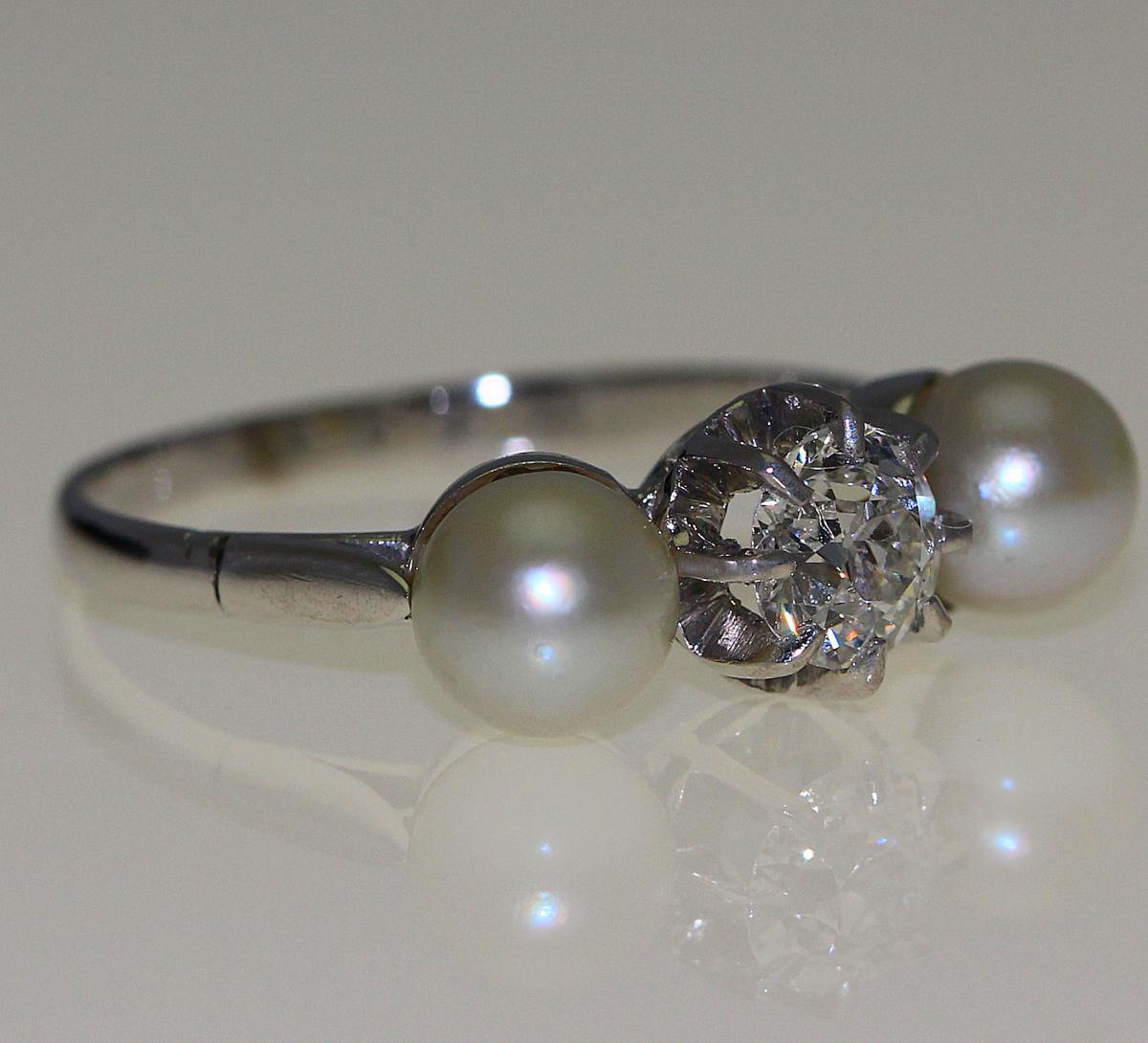 Bague Perles Et Diamant.-photo-3