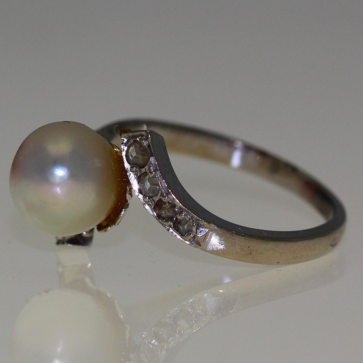 Pearl And Diamond Ring 1920-1930.-photo-2