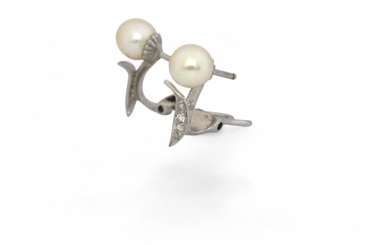 Pearl And Diamond Earrings-photo-1