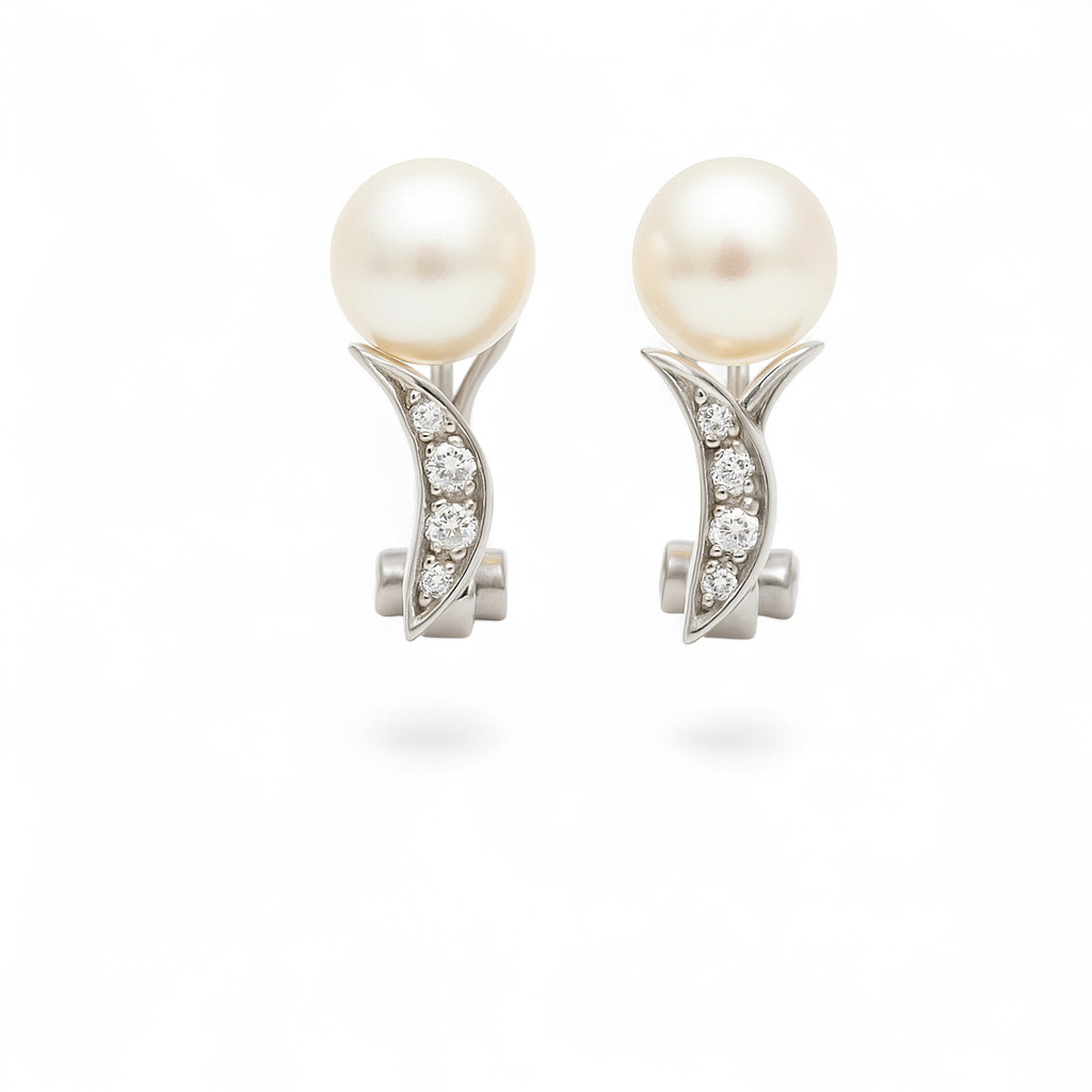 Pearl And Diamond Earrings