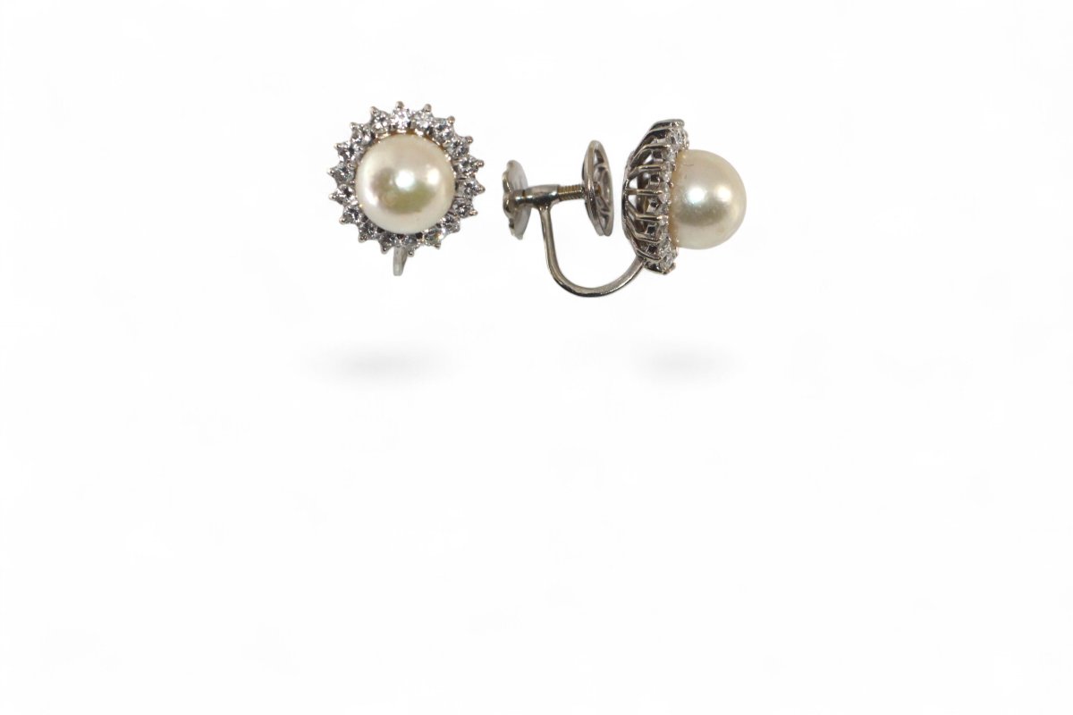 Clips d'Oreilles Perles et Diamants-photo-2