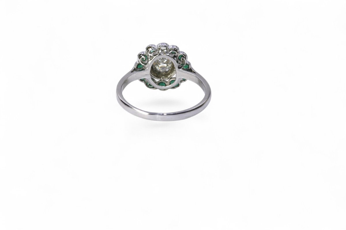 Art-deco Diamond And Emerald Ring-photo-3