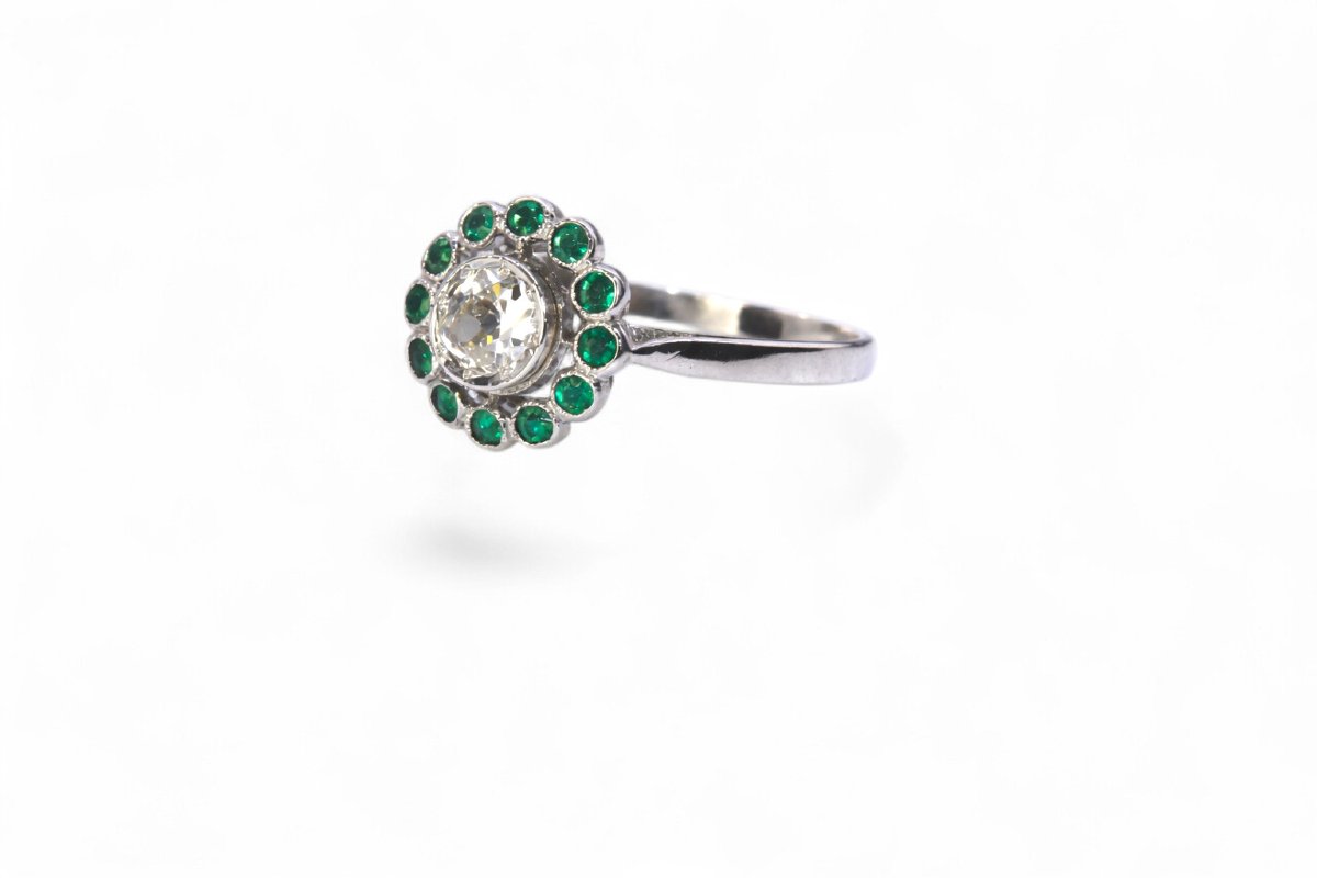 Art-deco Diamond And Emerald Ring-photo-4