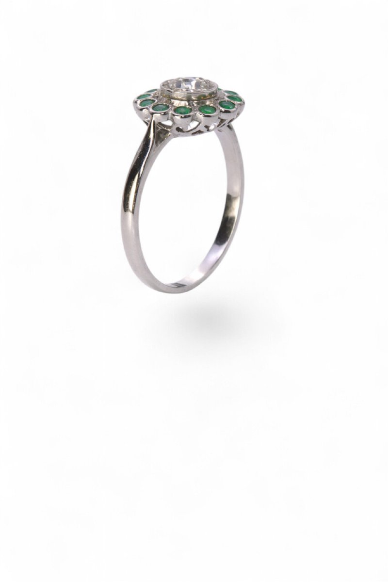 Art-deco Diamond And Emerald Ring-photo-2