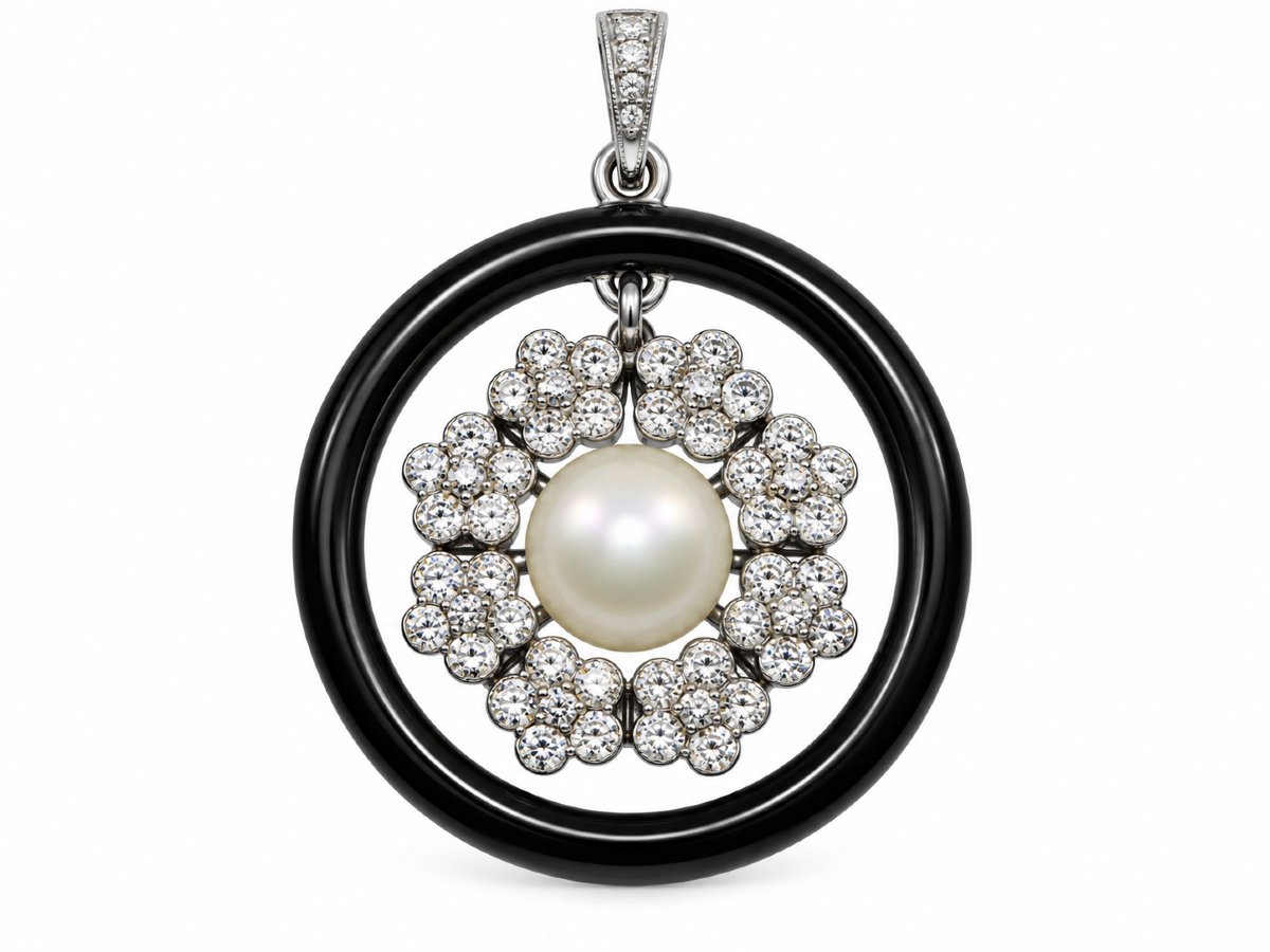 Art Nouveau Pearl And Diamond Pendant-photo-2