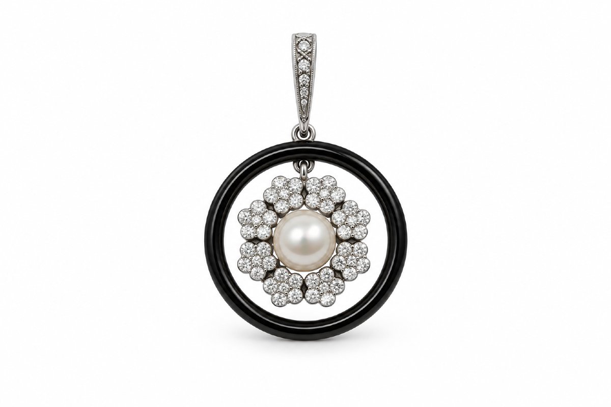 Art Nouveau Pearl And Diamond Pendant