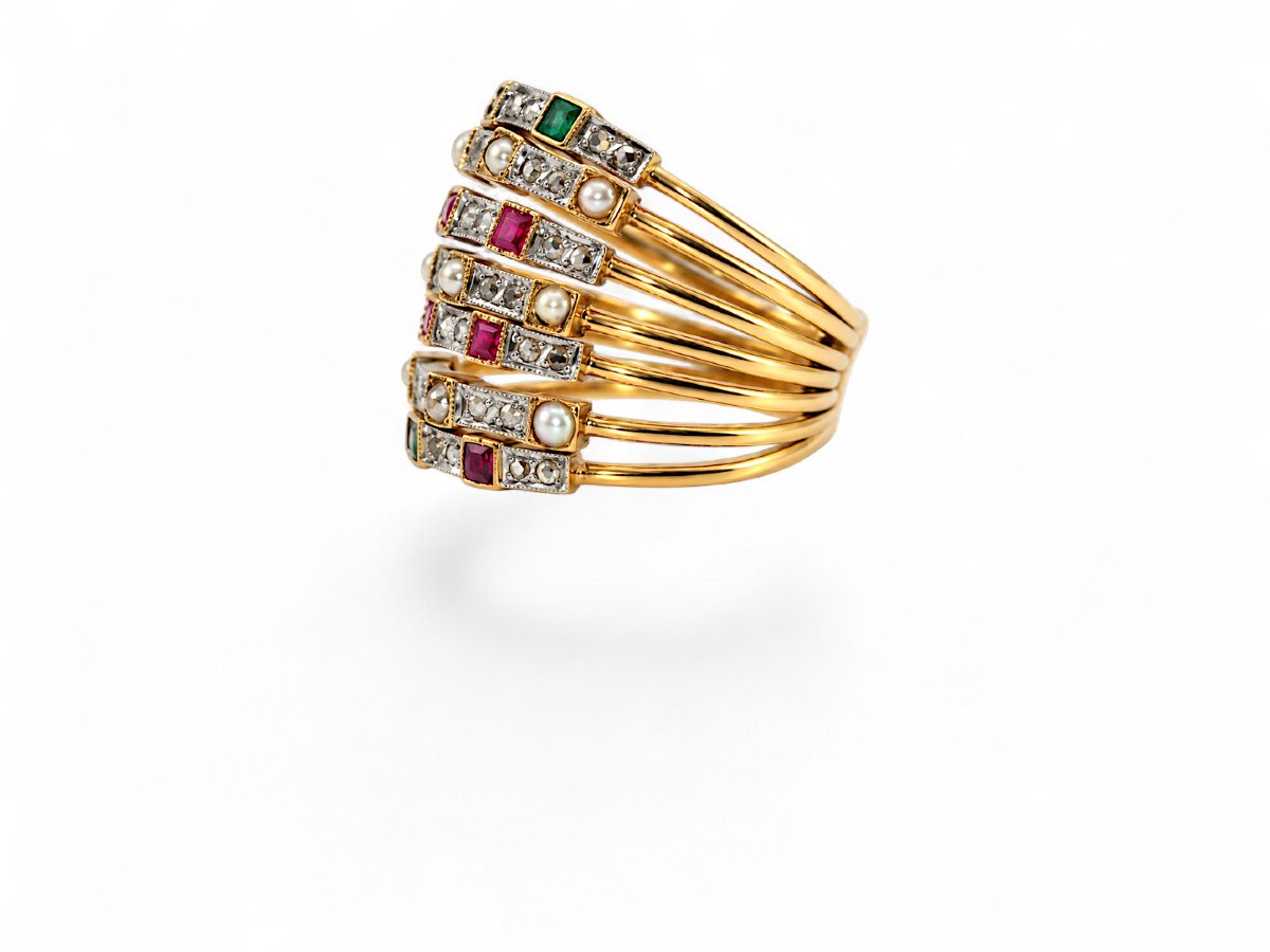Seamaine Ring: Pearls, Diamonds, Rubies-photo-2