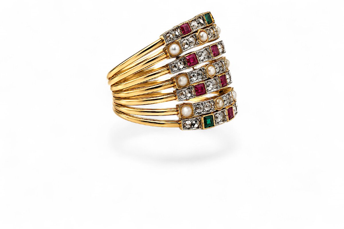 Seamaine Ring: Pearls, Diamonds, Rubies-photo-4