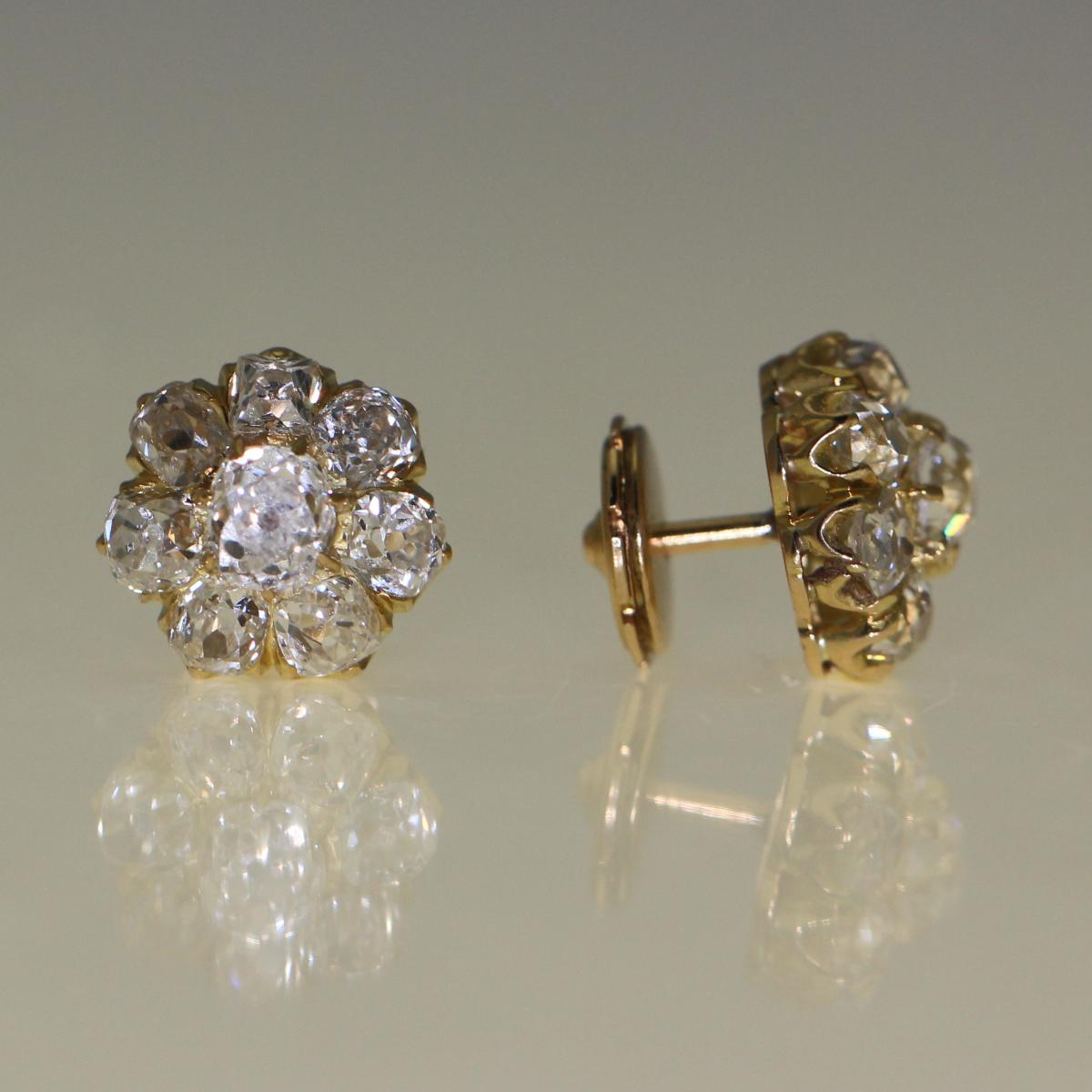 Earrings Diamond Studs Marguerite 1905-1910-photo-2