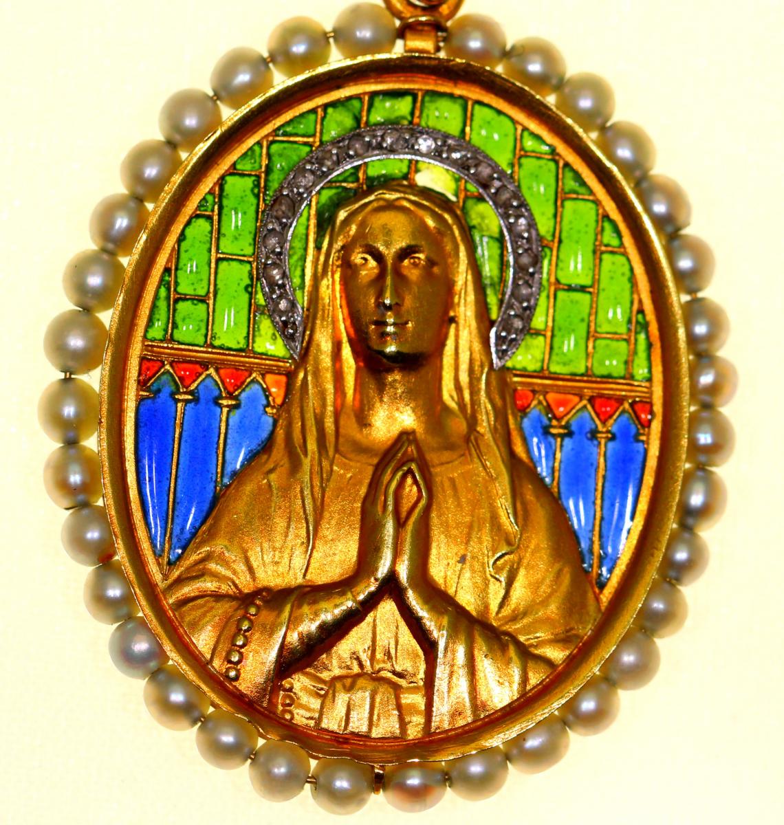 Médaille Religieuse Perles Fine.-photo-2