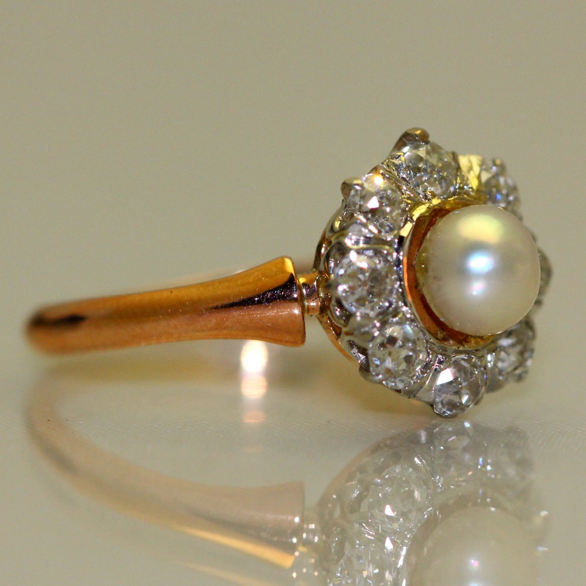 Bague Perle Et Diamants 1910 .-photo-2