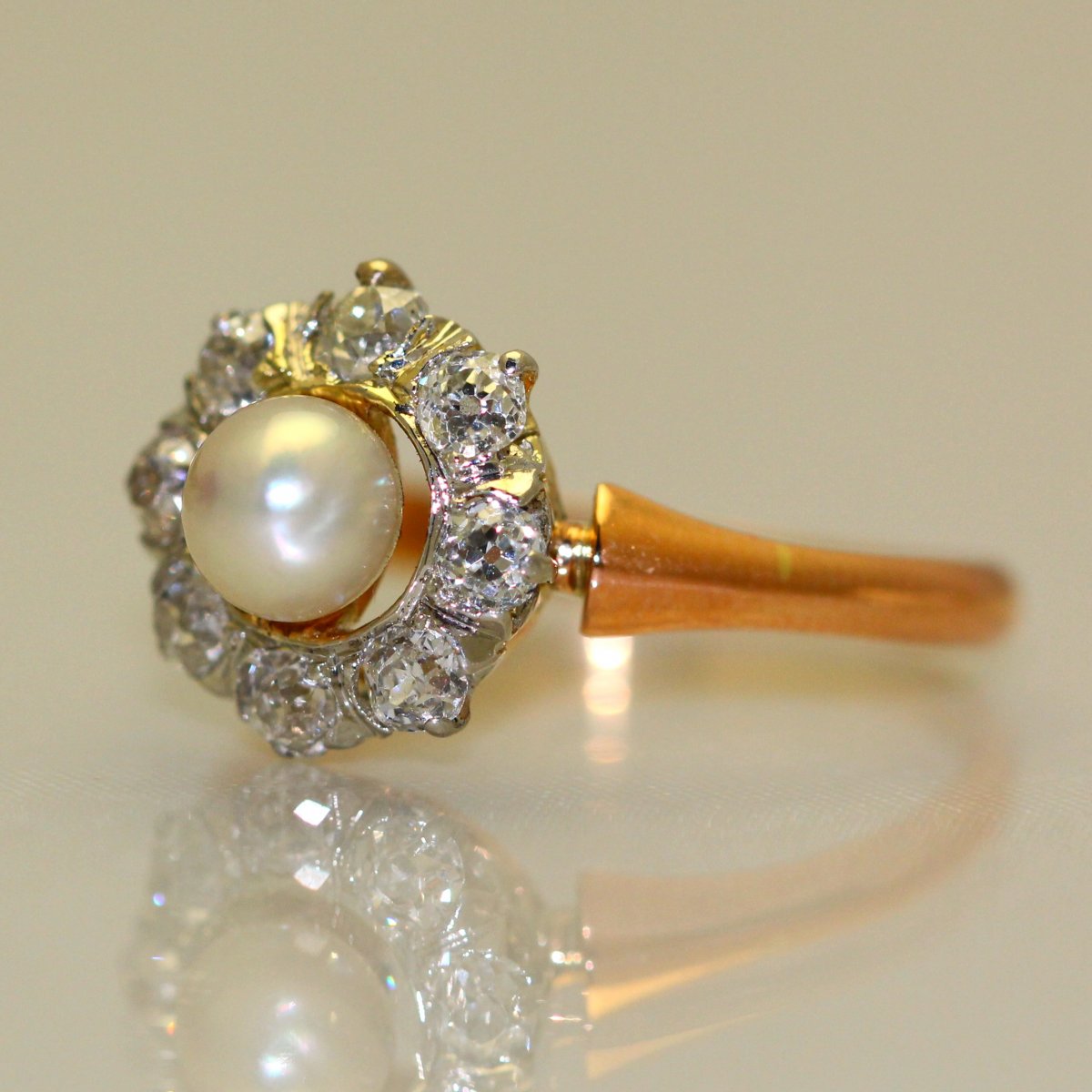 Pearl Ring And Diamonds 1910.-photo-3