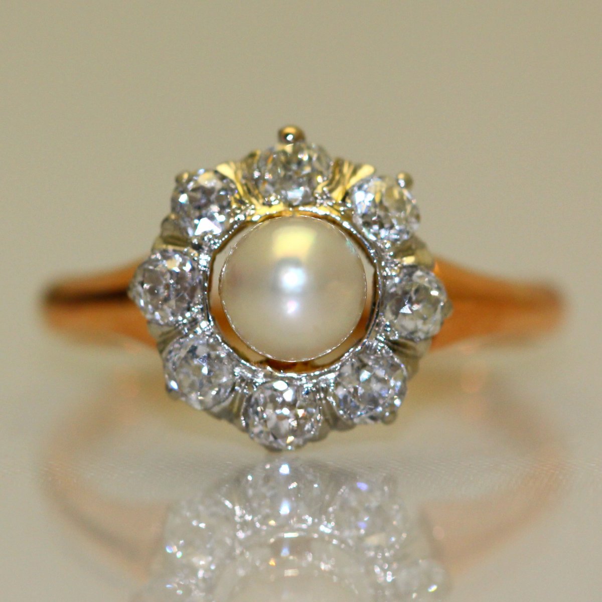 Bague Perle Et Diamants 1910 .