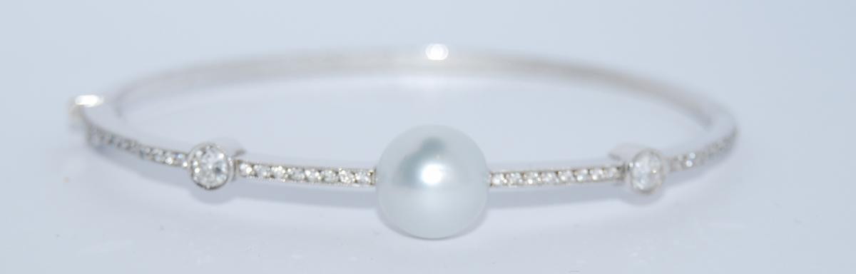 Diamond And Pearl Bracelet