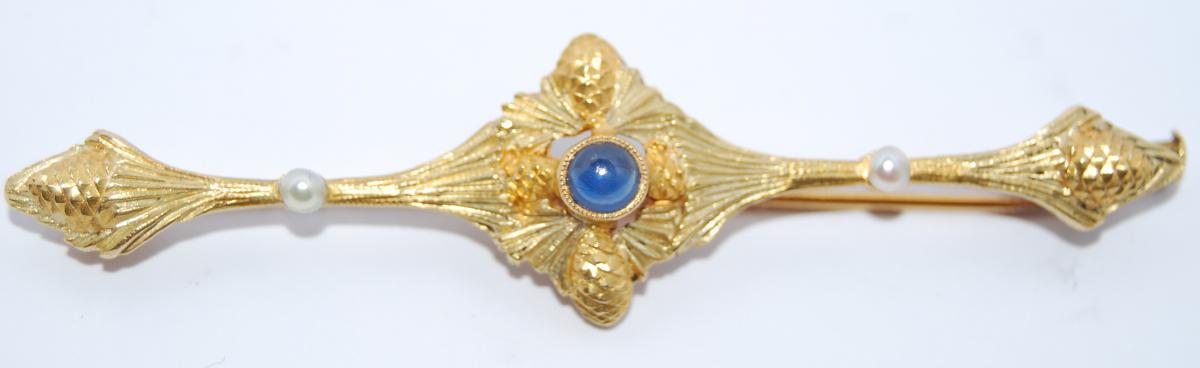 Sapphire Brooch And Pearls.-photo-3