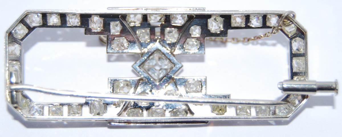 Broche 1930 Or Et Platine sertie de Diamants.-photo-3