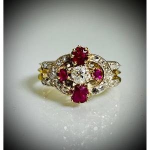 Bague Rubis Et Diamants 1880-1910