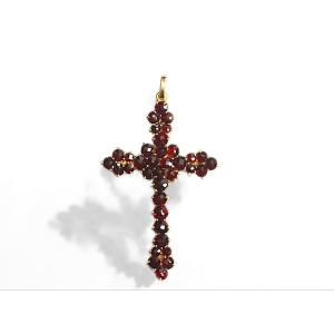 Garnet Cross Pendant