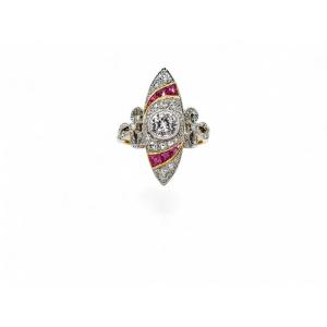 Marquise Ring Diamonds And Sapphires Art-nouveau