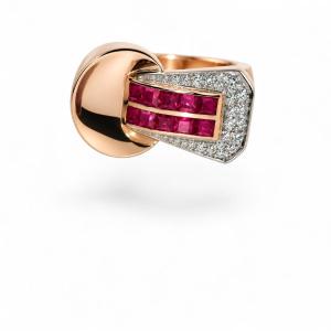 Retro Ruby And Diamond Ring