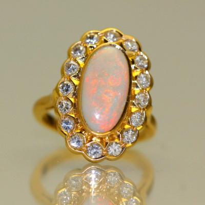 Opal And Diamonds Ring