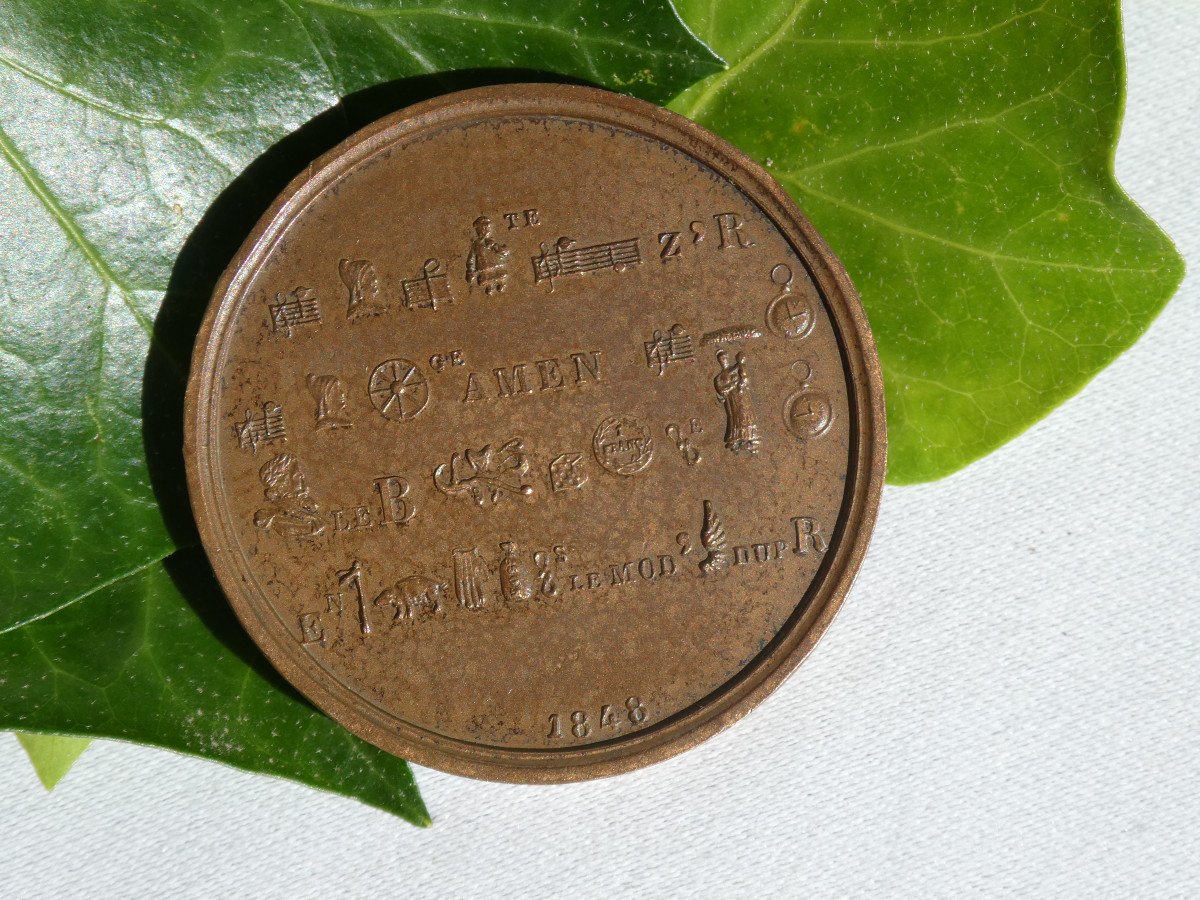 Legitimist Medal, Count Of Chambord, Henri V, Rebus, Seditious Object Nineteenth 1848-photo-4