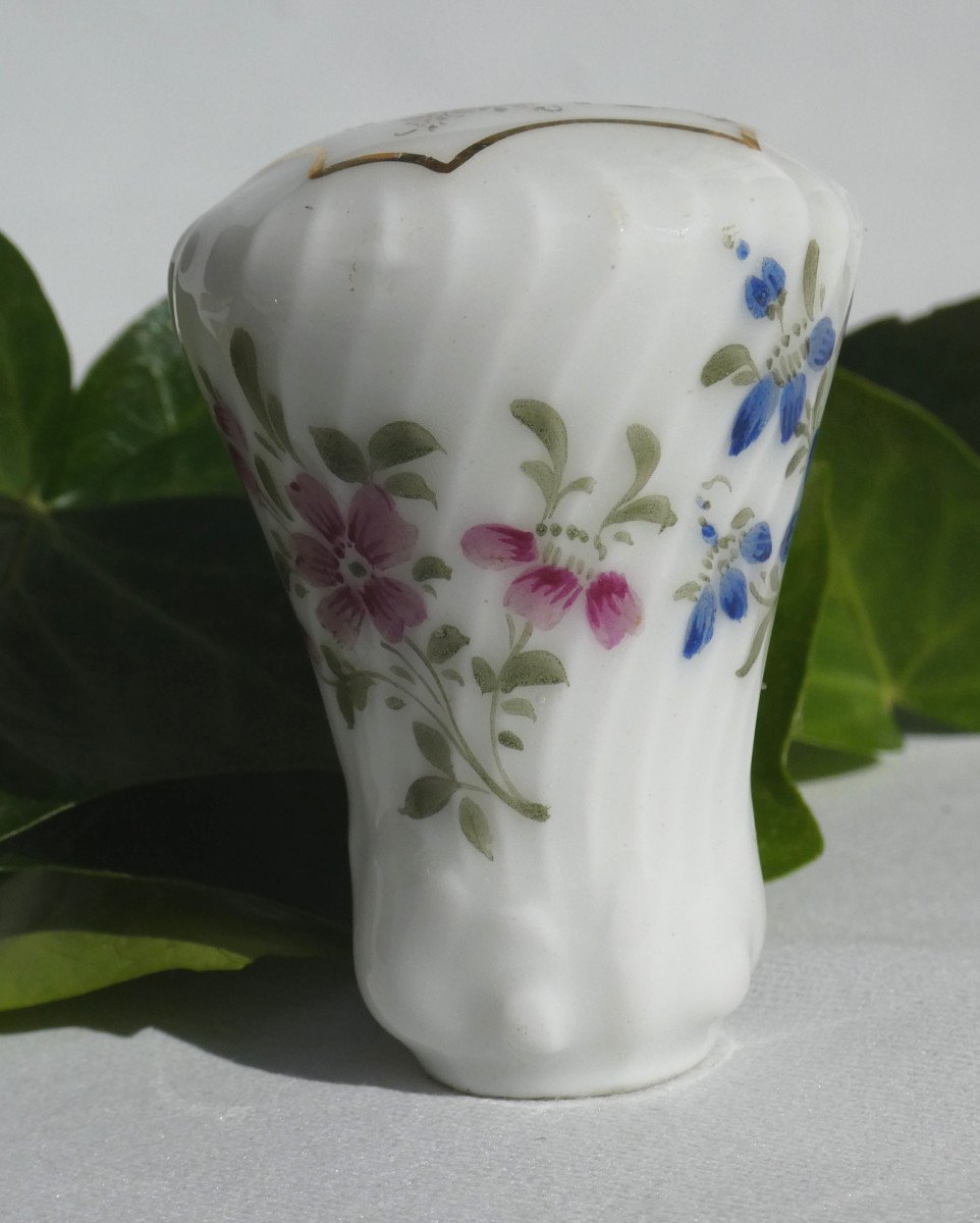 Pommeau De Canne En Porcelaine Peinte , Decor Torsadé , XIXe Siecle-photo-2