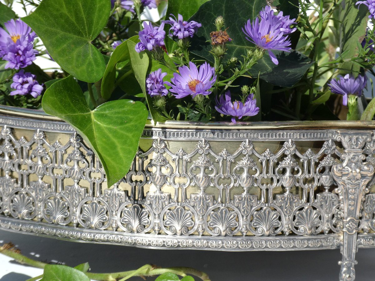 Jardiniere / Table Center Nineteenth Empire Style / Directory Silver Metal Napoleon III-photo-2