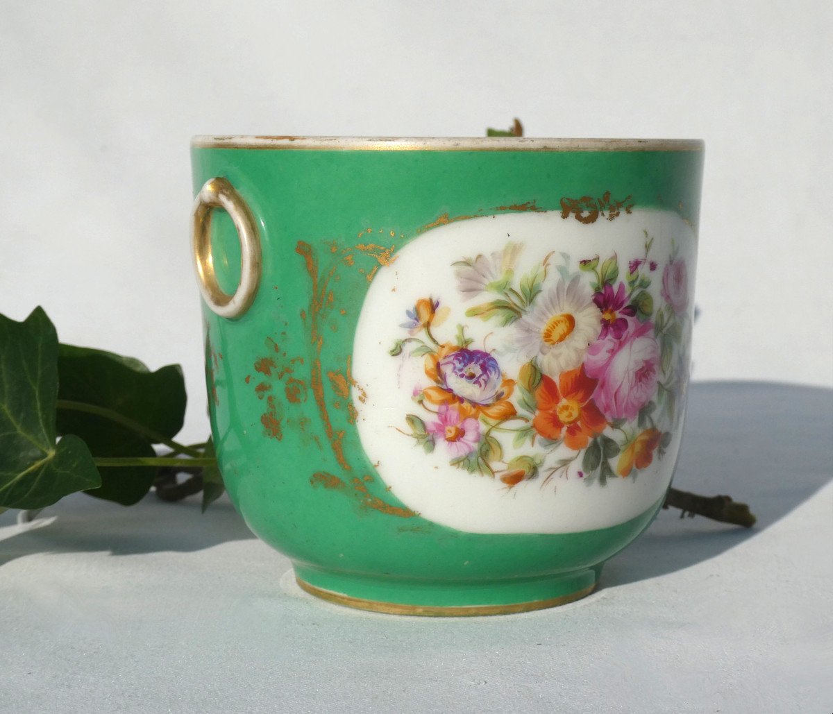 Paris Porcelain Cache Pot / Refresher Napoleon III Louis XV Style, Verriere-photo-2