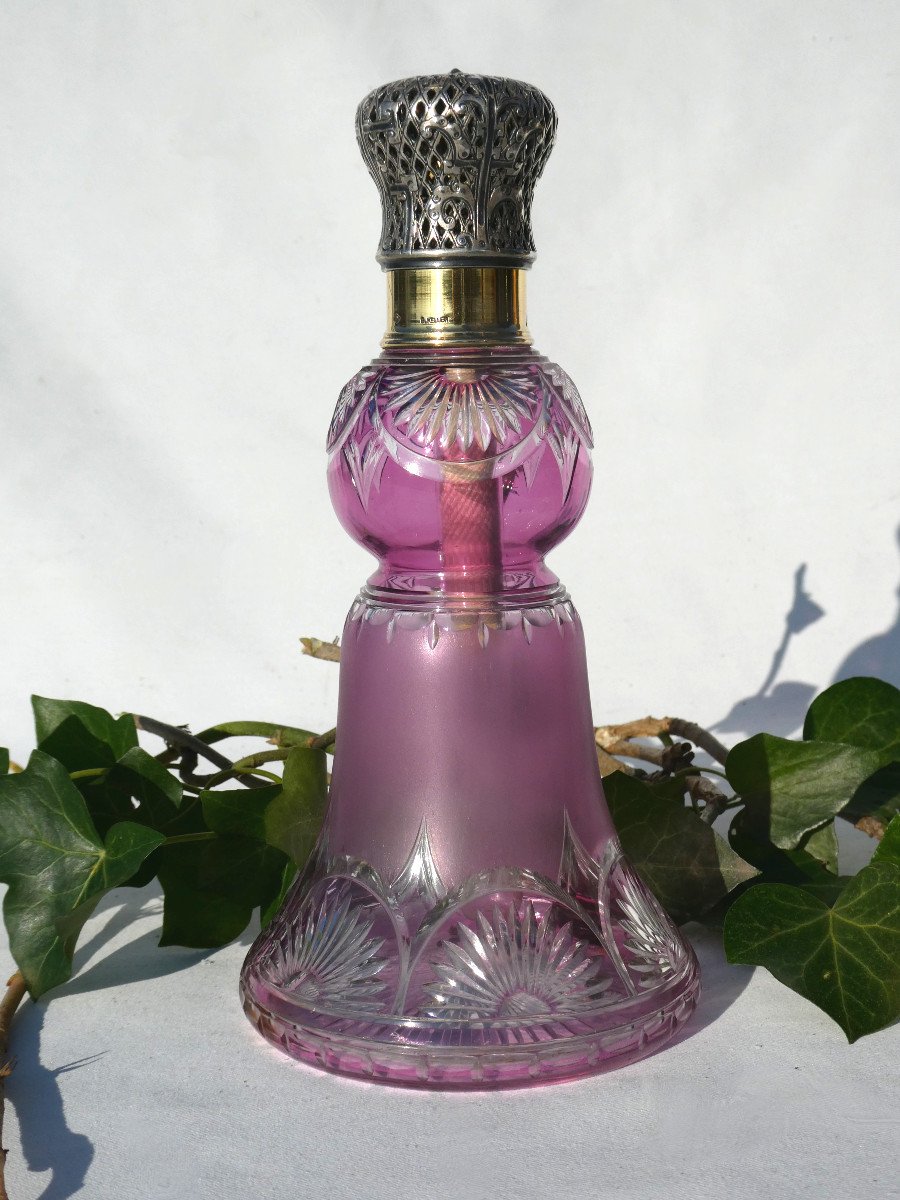 Lampe Berger In Saint Louis Crystal And Sterling Silver, Keller, Amethyst Color, Perfume Of Home