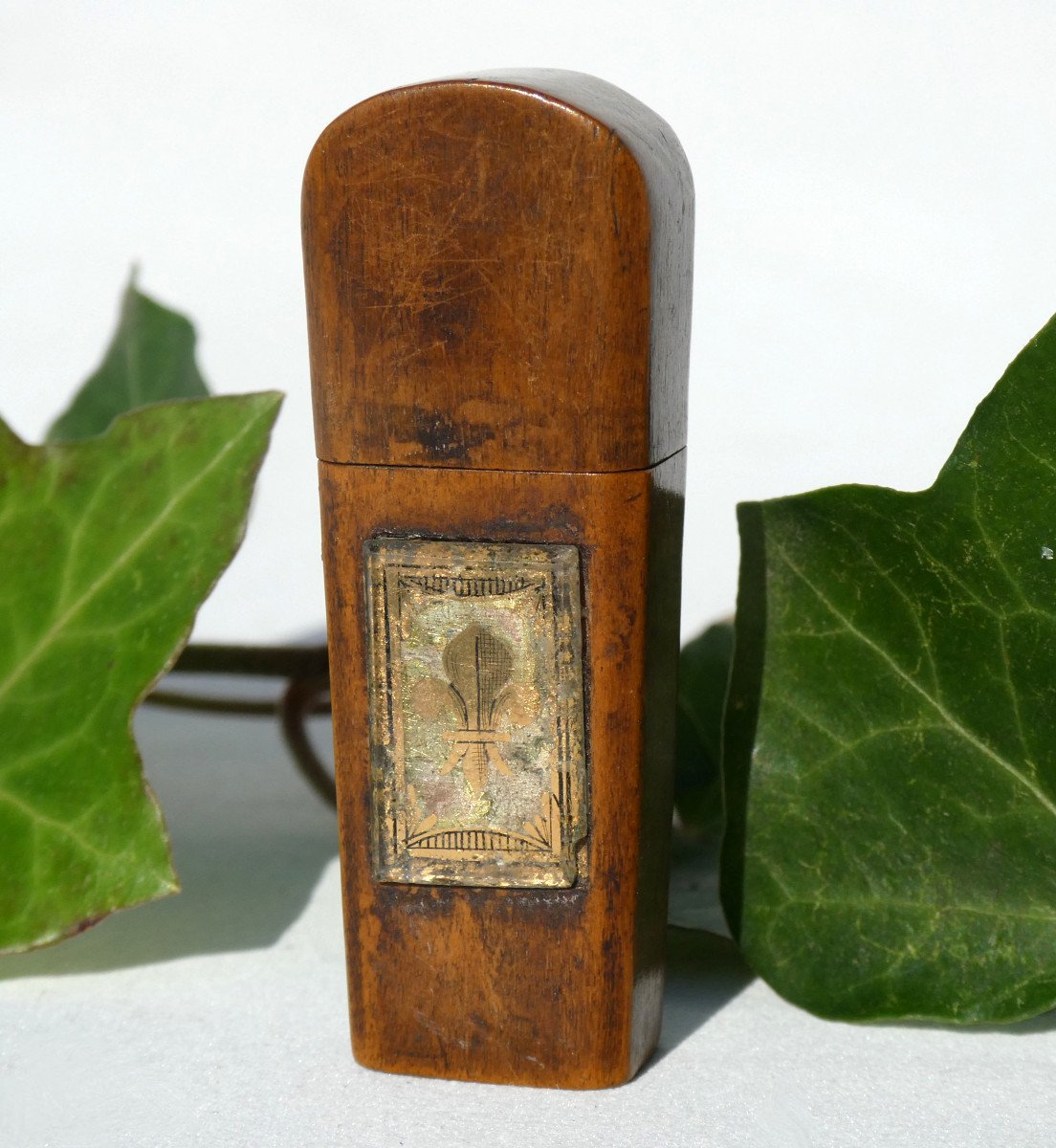 Flacon à Parfum / De Sels époque 1820 , Fleur De Lys , Royauté Fixé sous Verre Style Charles x XIXe-photo-2