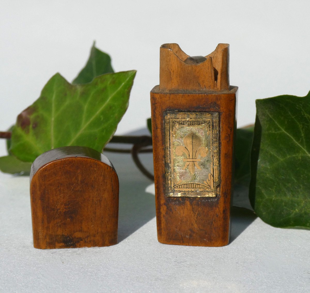 Flacon à Parfum / De Sels époque 1820 , Fleur De Lys , Royauté Fixé sous Verre Style Charles x XIXe-photo-4