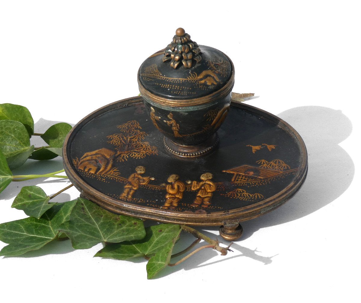 Office Inkwell In Chinese Lacquer Eighteenth Century Style Napoleon III Period Asia / China Nineteenth-photo-3