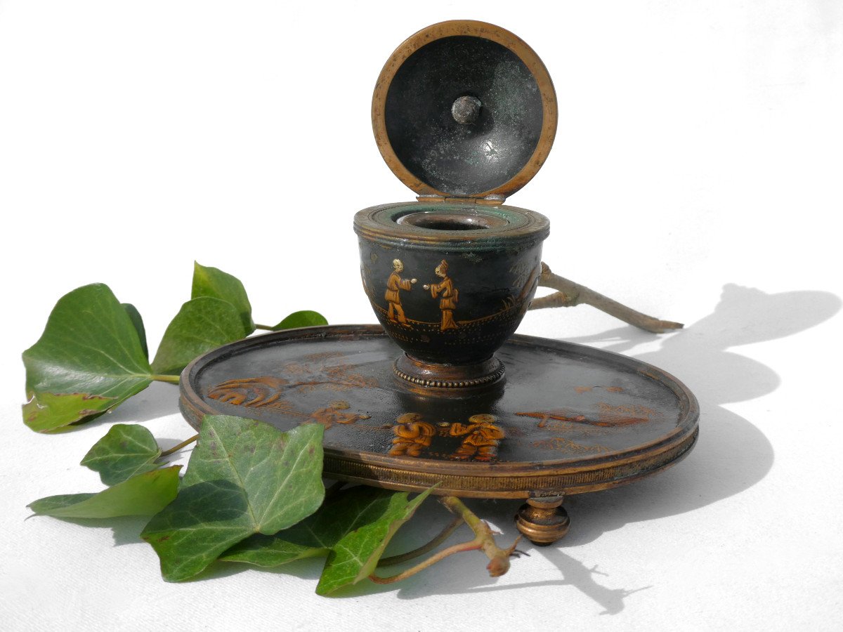 Office Inkwell In Chinese Lacquer Eighteenth Century Style Napoleon III Period Asia / China Nineteenth-photo-1