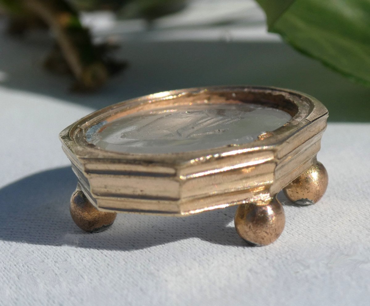 Sealing Seal, Stamp In Cut Crystal, Woman In The Antique & Nineteenth Empire Navy Anchor-photo-2
