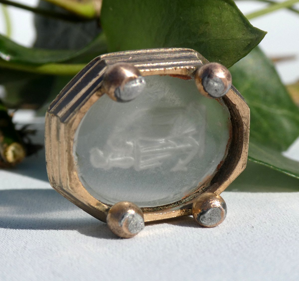 Sealing Seal, Stamp In Cut Crystal, Woman In The Antique & Nineteenth Empire Navy Anchor-photo-4