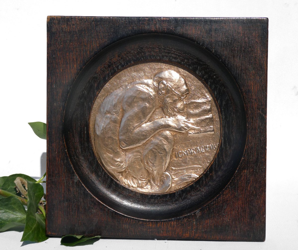 Grande Medaille En Bronze , Singe à La Lecture Ignorabimus Henry Griffith & Sons Napoléon III , Darwin xixe-photo-3