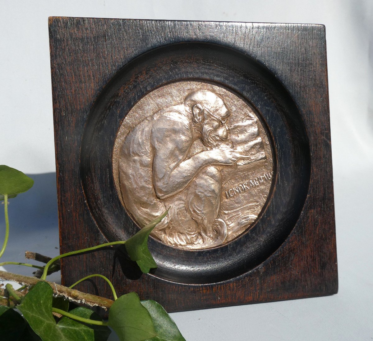 Grande Medaille En Bronze , Singe à La Lecture Ignorabimus Henry Griffith & Sons Napoléon III , Darwin xixe