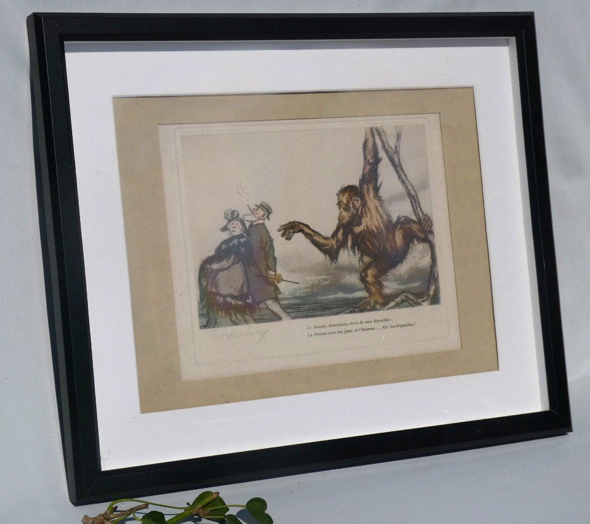 Lithograph Period 1920, Signed Abel Fabre Satyr Of The Testicular Graft, Monkey Print-photo-2