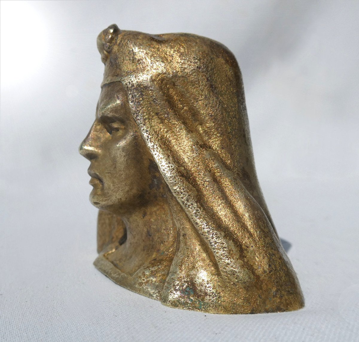 Orientalized Bust In Gilt Bronze, Young Egyptian Man Nineteenth-photo-3