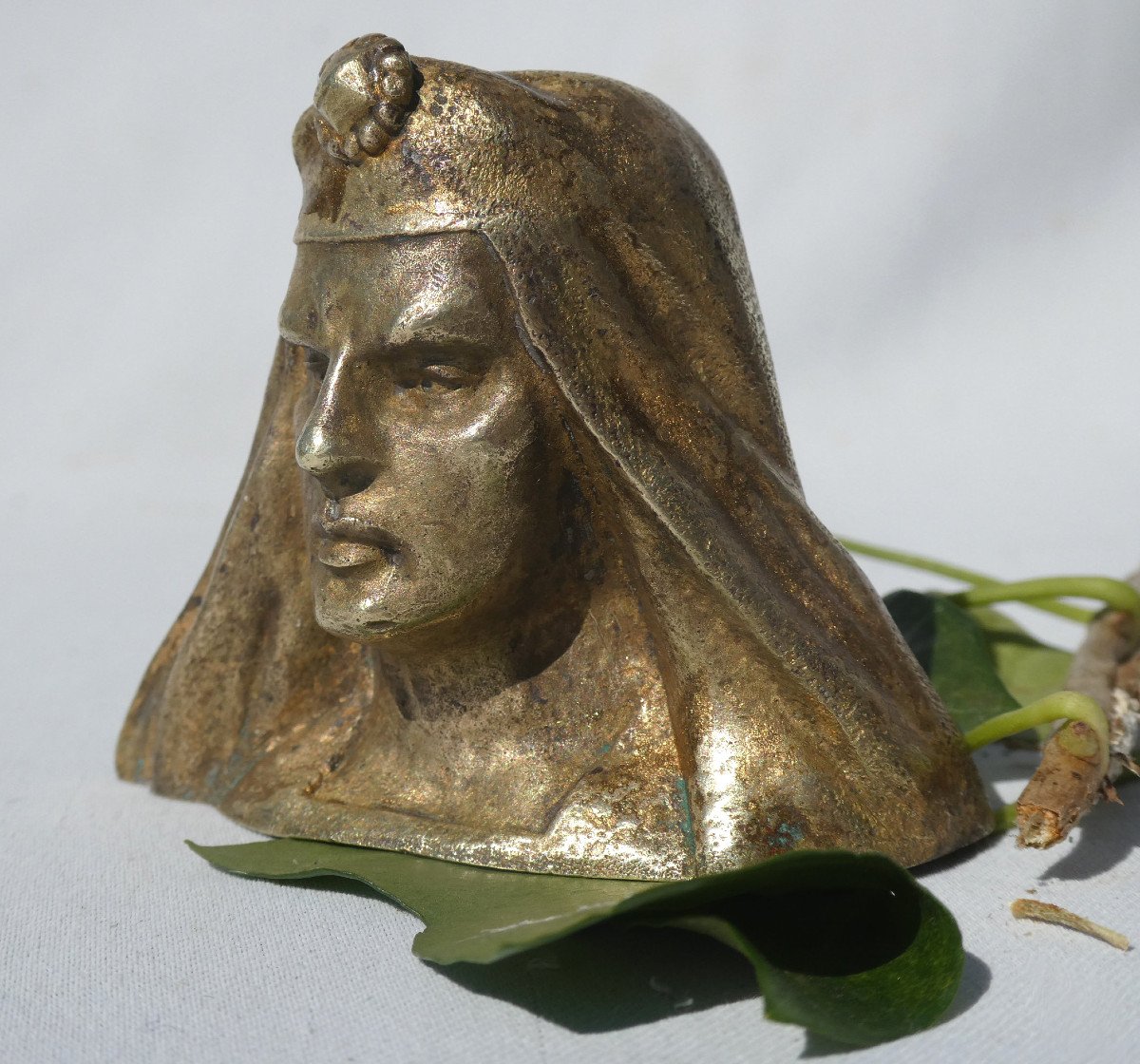 Orientalized Bust In Gilt Bronze, Young Egyptian Man Nineteenth-photo-5