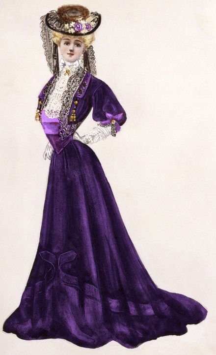 Robe Epoque 1900 , Tailleur De Femme En Drap De Laine Pourpre , Costume Belle époque XIXe Mode-photo-6