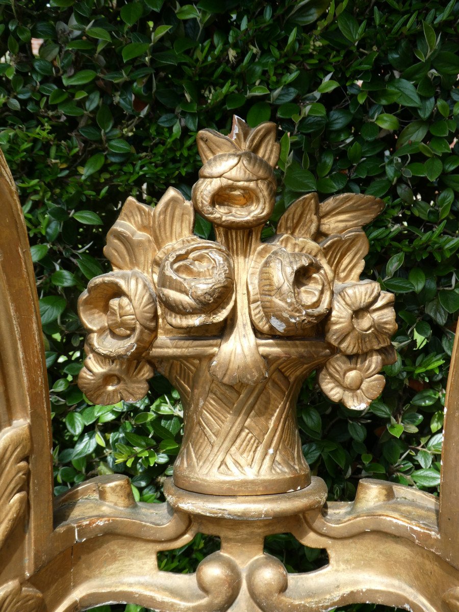 Wall Console In Golden Wood, 18th Century Style Napoleon III, Red Marble From Languedoc-photo-6