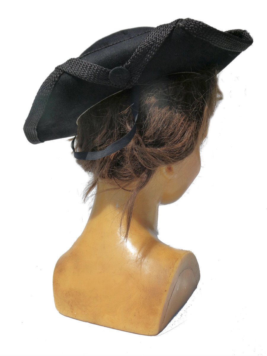 Chapeau d'équitation , Tricorne De Tenue d'Amazone , époque 1890 , Coiffe De Femme XIXe Paris-photo-3