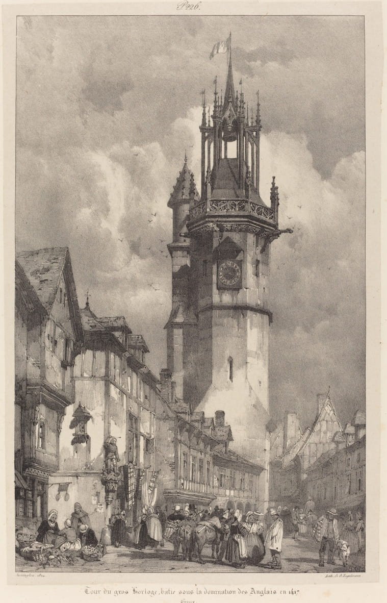 Drawing Signed By Marshal Hubert Lyautey 1880, Gros-horloge Tower, Evreux Normandy-photo-1