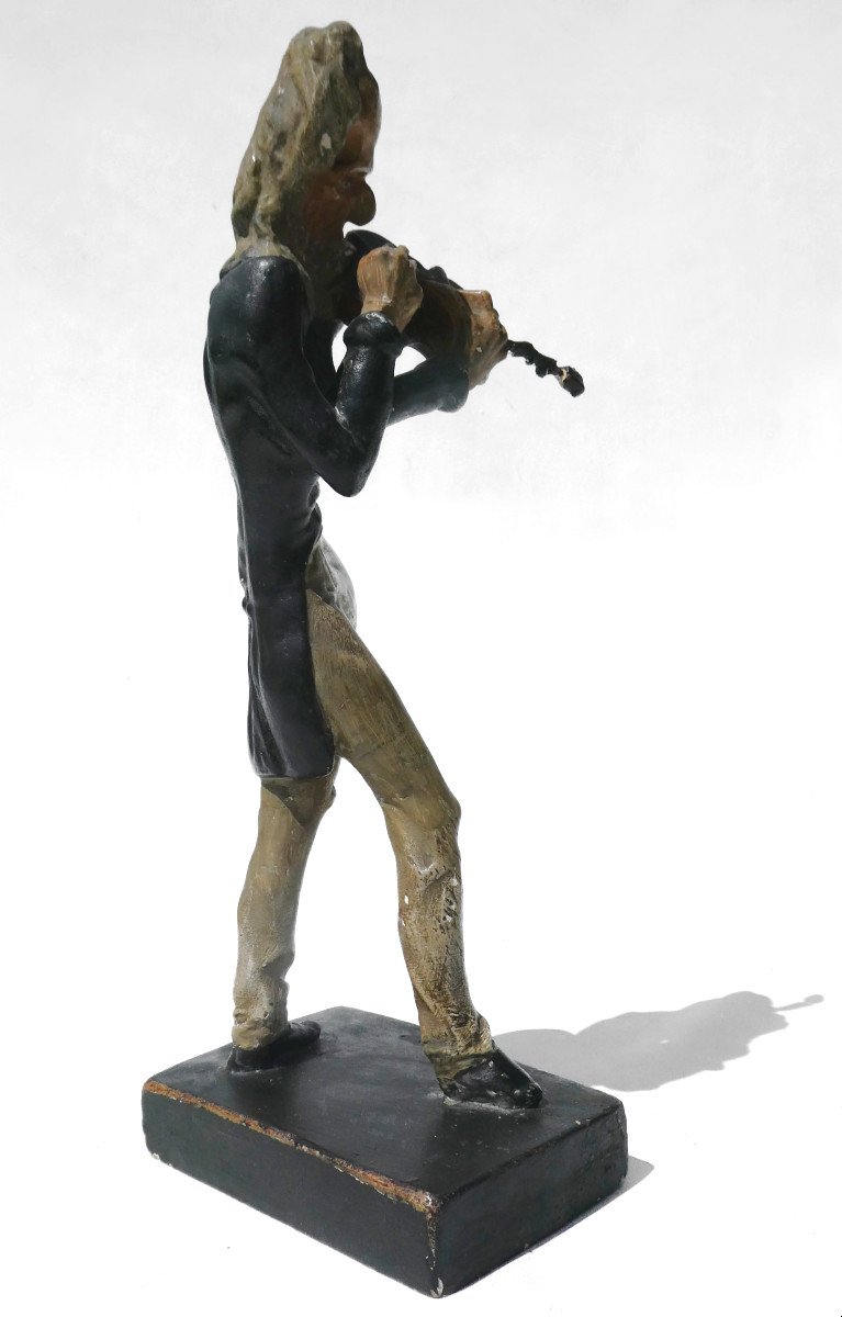 Caricature Du Violoniste Niccolò Paganini Par Jean Pierre Dantan , Le Jeune , Platre Polychrome-photo-4