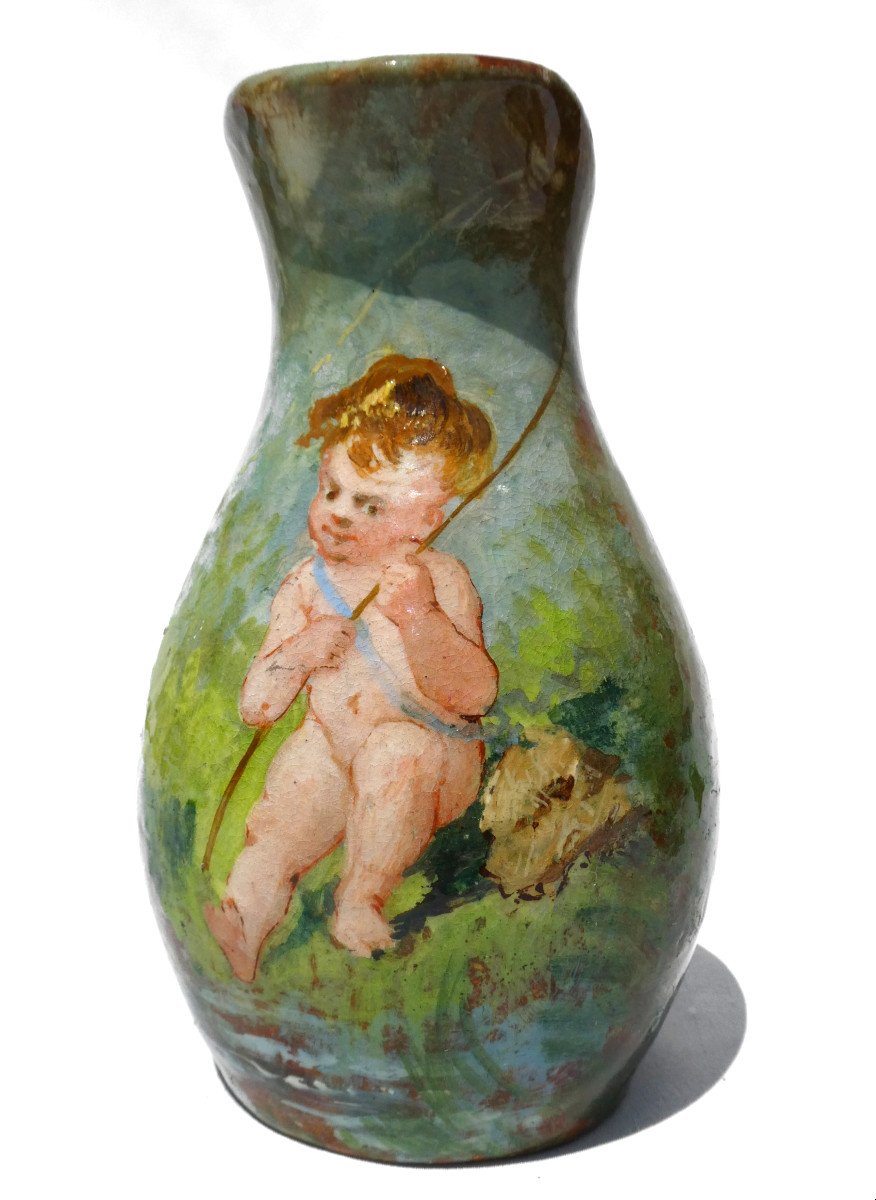 Pitcher In Impressionist Earthenware From Montigny Sur Loing Around 1880, Broc Moret Fontainbeleau-photo-4