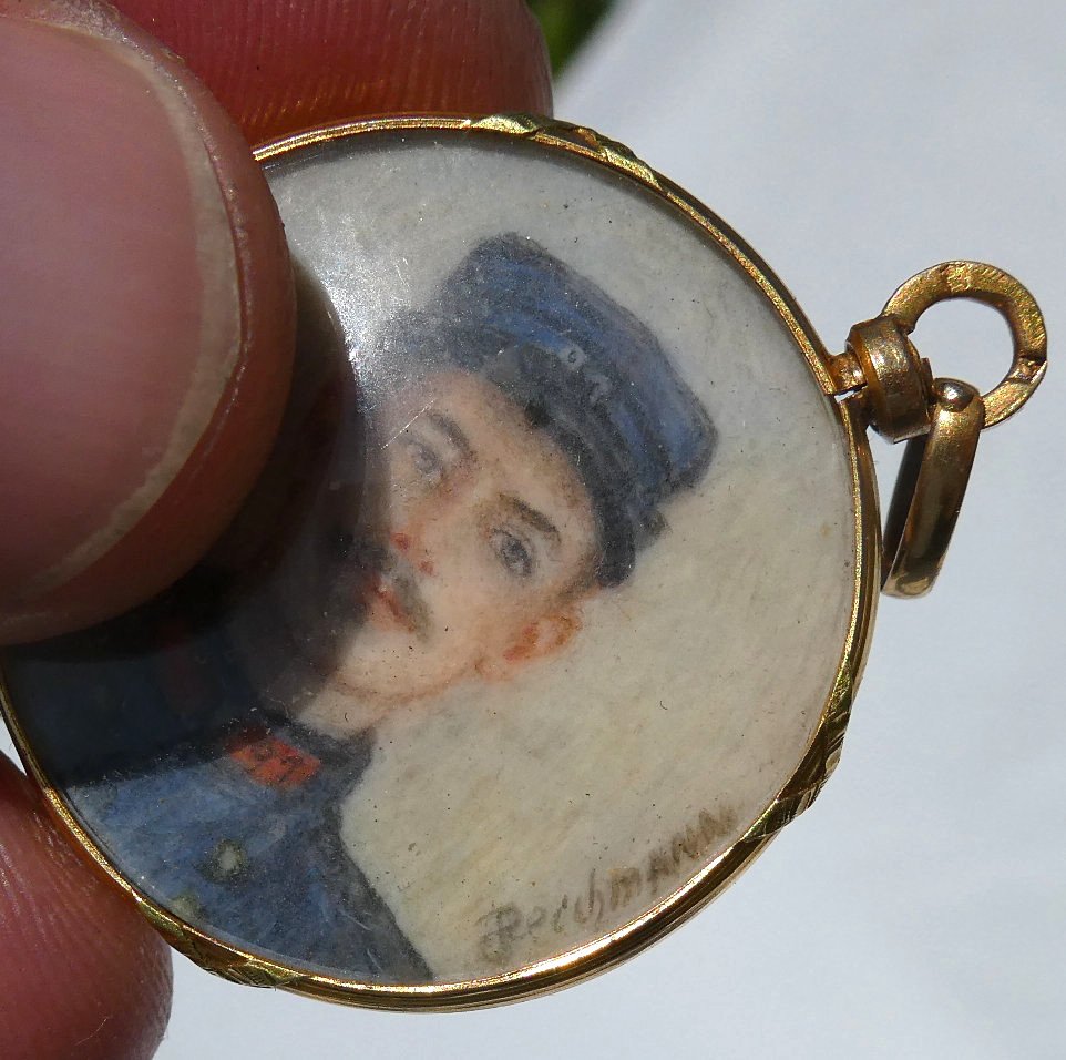 Medaillon / Pendentif En Or , époque 1900 , Style Louis XVI , Portrait Miniature , Aquarelle-photo-3